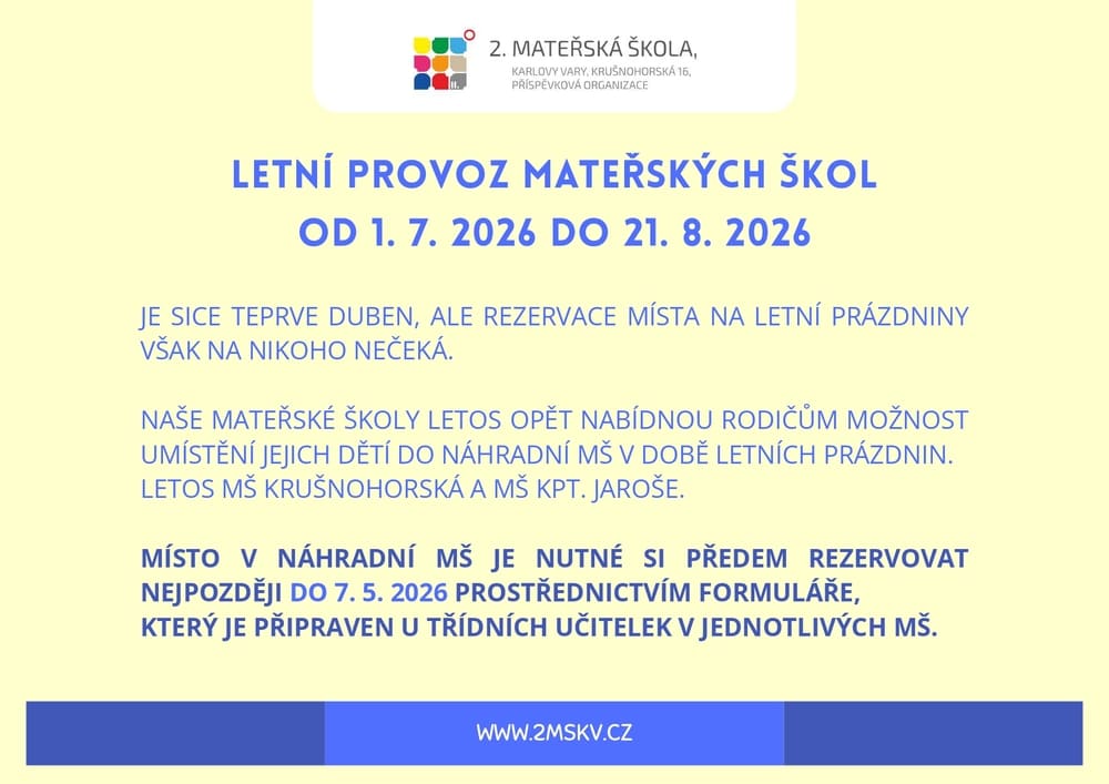 informace o letním provozu 2 mš kv