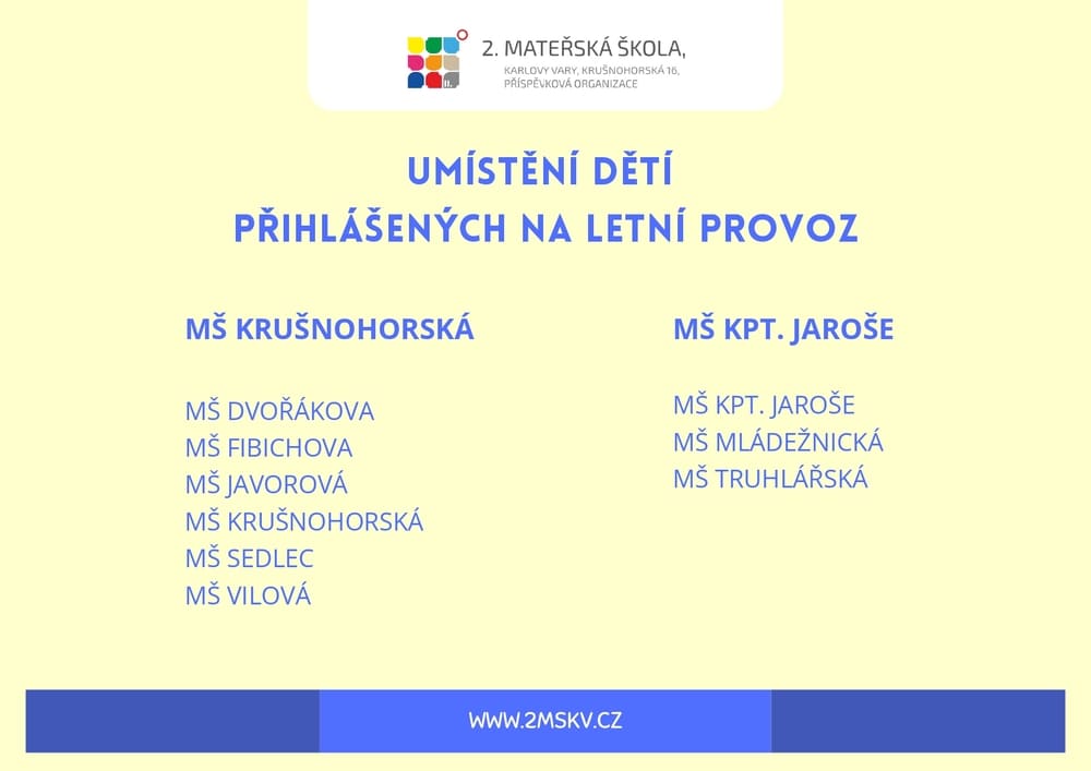 informace o letním provozu 2 mš kv